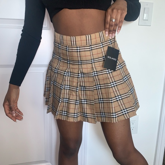 High Waist Check Print Pleated Mini Skirt - Picture 4 of 4